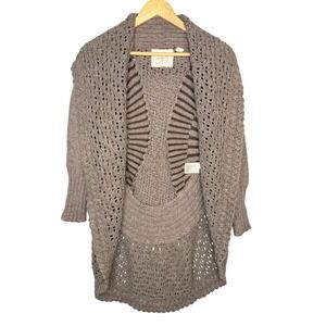 Anthropologie Angel of the North Chunky Open Knit Cardigan Sweater Beige Size XS